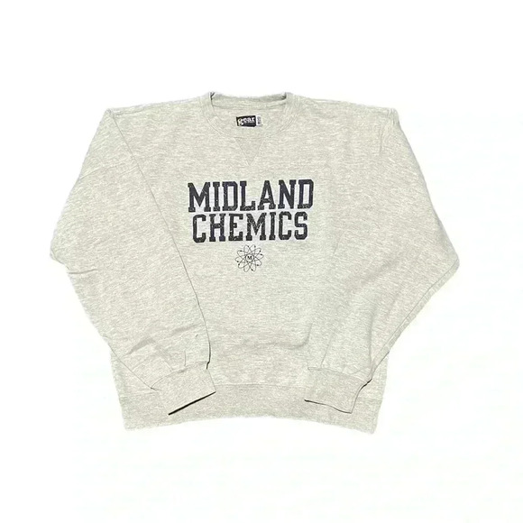 Vintage Midland Chemics Michigan Sweatshirt Size Medium Heather Gray Crew - Picture 1 of 1